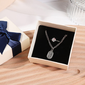 Jewelry Packaging <b>Box</b> Square With Bow For Necklaces Rings Earrings Simple Design Moisture Proof <b>Storage</b> <b>Box</b> - Product Image 3