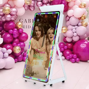 Máquina de espelho para fotos com impressora e câmera, moldura de led com touch screen 3d, selfie, miroir, câmera e impressora