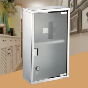 Armoire à pharmacie murale durable en acier inoxydable pour salle de bain/hôpital, boîte organisatrice, trousse de premiers soins, boîte à pilules - Product Image 3