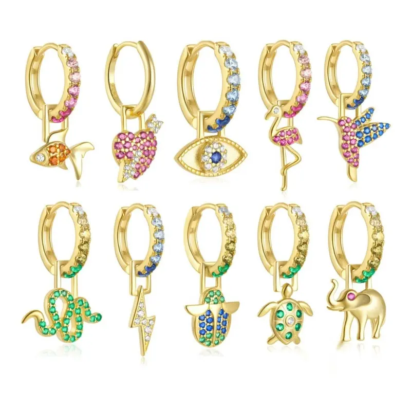 Carline Chunky Animal Designer Zircon 18k Gold Plated Women Pendant Earring Set S925 Silver Fashion Pendant Jewelry for Ladies