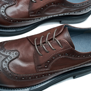 Custom logo Cow Leather Low Cut <b>Block</b> Pattern Brogue Shoe Dress Shoes Derby Shoes for Men - Product Image 3