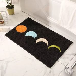 Alfombra de baño de imitación de cachemira con diseño de sol y luna que brillan juntos, rectangular, antideslizante, absorbente de agua, para la entrada del baño - Product Image 2