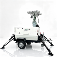 Mât de levage hydraulique entièrement automatisé tour d'éclairage alimentée par un générateur diesel montée sur remorque