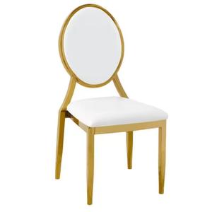 P Venta al por mayor moderno de lujo moderno Hotel restaurante apilable banquete SILLA DE Metal OEM Silla de comedor con cojín fijo para banquete - Product Image 6