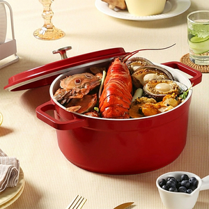 Cocotte néerlandaise légère en aluminium émaillé avec couvercle, 20/24 cm, antiadhésive, en aluminium moulé sous pression - Product Image 5