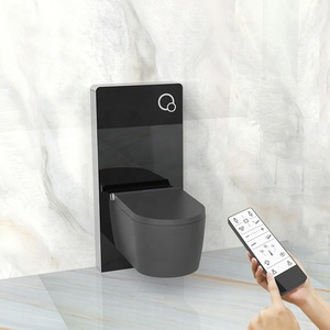 WC intelligent mural noir de haute qualité E420 avec couvercle de siège de toilette à chasse d'eau E420 - Product Image 5
