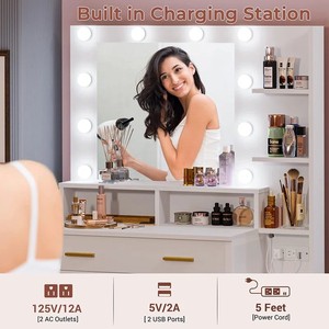 Modern <strong>White</strong> <strong>Vanity</strong> Makeup <strong>Desk</strong> With Mirror Dressing Table Makeup Table With Light for Bedroom - Product Image 4