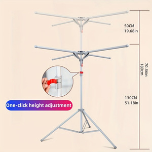 حامل ثلاثي القوائم معدني محمول قابل للطي للملابس الداخلية قابل للتعديل مع ملابس قابلة للتعديل - Product Image 6