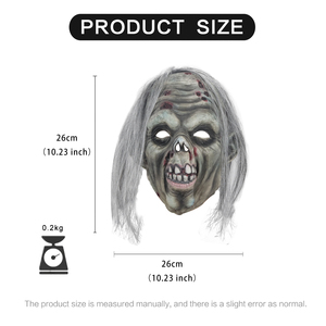 Masques d'Halloween et de Noël : Nouveaux Costumes de Fête Horreur en <span class=keywords><strong>Latex</strong></span>, <span class=keywords><strong>Masque</strong></span> Complet avec Cheveux Longs, Tête de Vieil Homme Zombie, pour Carnaval et Cosplay - Product Image 2