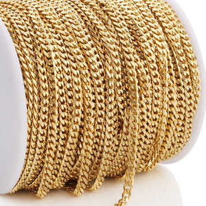 Cadena Cubana de Acero Inoxidable Chapada en Oro para la Fabricación de Collares, Accesorios de Joyería H1443 - Product Image 4