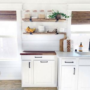 Custom Modern Iron Metal Scaffold Board Industrial Kitchen Floating Open Rustic J <b>Brackets</b> Single-Side <b>Black</b> Powder Coated 75lbs - Product Image 5