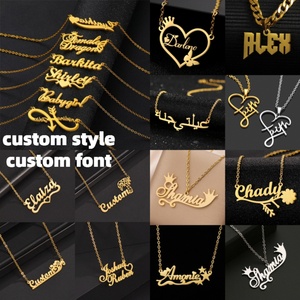Wholesale Personalized Letter Dangle Charms <b>Statement</b> <b>Necklaces</b> Gold Plated Stainless Steel Custom Logo Name Pendant <b>Necklace</b> - Product Image 3