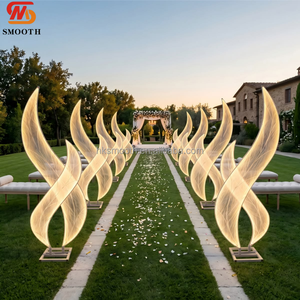 SMOOTH LED Glowing Mesh Leaf S-Shaped <b>Wedding</b> Aisle Luminous Road Guide Party Anniversary <b>Wedding</b> Road Lead Background - Product Image 1