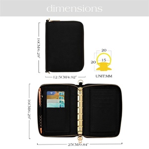 Hongbo Best Seller 24-Color A7 Pebble cuero Zippy presupuesto carpeta cartera personalizada Oficina/escuela Fly Leaf pulsera anillo carpeta bolsa - Product Image 4