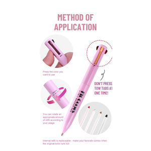 ปากกาแต่งหน้า 4-in-1 สีชมพู Fit Colors กันน้ำ ใช้ได้กับอายไลเนอร์ คิ้ว ขอบปาก ไฮไลท์เตอร์ พร้อมแปรงไนลอน อุปกรณ์เสริมความงามอเนกประสงค์ พกพาสะดวก - Product Image 4