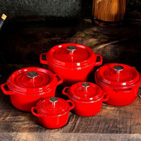 Nouvelle Vente Chaude, Batterie de Cuisine 20-40cm, Marmite à Soupe, Casserole à Double Poignée, Ensemble de Pots de Cuisson, Couvercle en Fonte, Métal, OEM