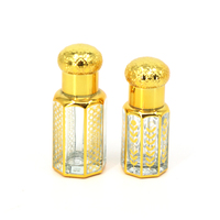 Flacons en verre octogonaux miniatures dorés portables de 3 ml, 6 ml, 12 ml pour huiles de parfum, attar et bâtonnets arabes, à remplir