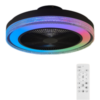 Ventilateur de plafond silencieux intégré avec lumière, haut-parleur intelligent nordique, fréquence variable RGB, contrôlé par application, télécommande, extérieur