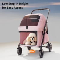 Poussette pour chien pliable légère à 4 roues, chariot pour animaux de compagnie en tissu Oxford respirant et durable, conçue pour une utilisation en extérieur, compatible avec les voitures