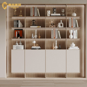 Librero de Madera Moderno y Minimalista, Personalizado, <span class=keywords><strong>con</strong></span> Iluminación <span class=keywords><strong>LED</strong></span> Integrada, de Gran Capacidad, para Villa de Lujo - Product Image 4