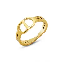 Gold Ring For Women New Factory Direct Sales 18K Gold Vacuum Plate Tarnish Free Double D Hollowed Stainless Open Ring For Women