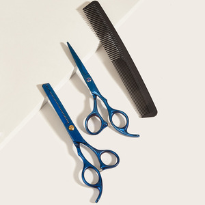 Juego de tijeras y peine de peluquería Wanmei, tijeras profesionales para entresacar el cabello, herramientas de estilismo para flequillo, metal azul, duradero - Product Image 4