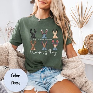 T-shirt per la Giornata Internazionale della Donna, per donna, femminista, casual, in cotone, girocollo, manica corta, stampata, per tutte le stagioni, vestibilità regolare - Product Image 3