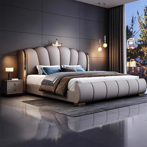 Meubles de chambre à coucher italiens, lit <span class=keywords><strong>king</strong></span>-<span class=keywords><strong>size</strong></span> en cuir design, lit de luxe, lit en cuir de haute qualité, lit moelleux avec cadre en bois - Product Image 1
