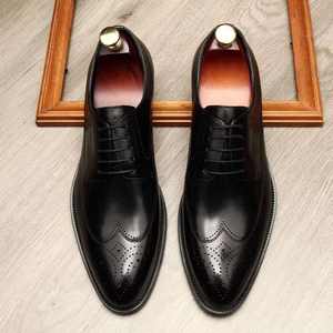 Nouvelles chaussures en cuir véritable brillantes et peintes à la main, best-sellers pour hommes, chaussures derby en cuir véritable pour hommes - Product Image 1