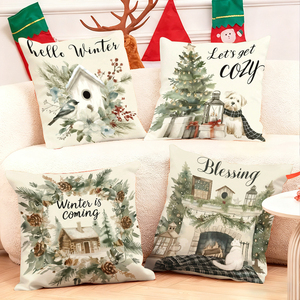 Gối ném mùa đông ấm áp với họa tiết lễ hội và thông điệp ngày lễ để trang trí nhà cửa - Product Image 1