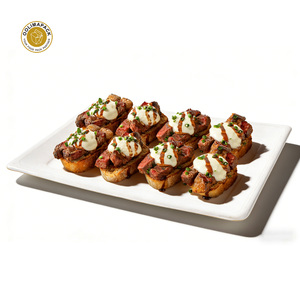 จานสี่เหลี่ยมสำหรับอาหารเรียกน้ำย่อยจากอ้อย OOLIMA แบบขายส่งและปรับแต่งได้ จานแบบใช้แล้วทิ้งเกรดอาหารสำหรับสเต็ก เบอร์ราต้า บรูเชตต้า - Product Image 1