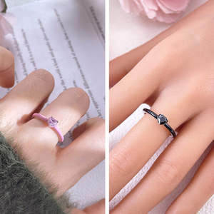 Anillos de Plata de Ley 925 con Baño de Platino en Forma de Corazón para Mujer, con Circonita Blanca y Lazo, Joyería Romántica y Moderna para Regalo - Product Image 2