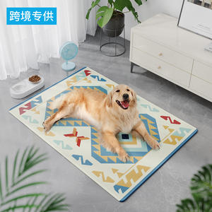 Tapis pour animaux en soie glacée, motif géométrique rectangulaire, lit rafraîchissant pour chien 45x60cm 50x70cm 65x90cm 85x120cm, fournitures pour animaux de compagnie - Product Image 1