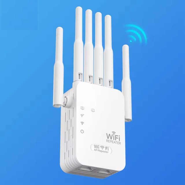 Hot Sell 6 Antenna 1200Mbps 2 LAN Port Wireless Dual Band WiFi Repeater 2.4G 5G Signal Booster AP Extender Repeater Indoor Home