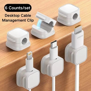 6 दीवार-घुड़सवार केबल प्रबंधन धारक होम ऑफिस डेस्क डेस्कटॉप केबल संगठन के लिए केबल संगठन के लिए क्लिप स्टोरेज रैक - Product Image 5