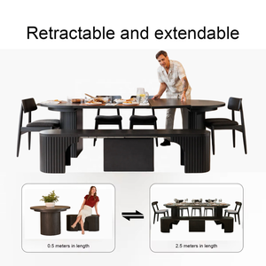 Conjunto de Comedor Central con Mesa Extensible, Encimeras, Tableros de Vanidad, Tableros de Mesa, Mesa Redonda de Madera y Banco - Product Image 1