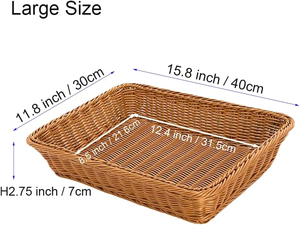 Cesta de Almacenamiento de Mimbre PP Tejida a Mano, Resistente y Lavable, Estilo Mimbre, para Servir Alimentos en la Cocina - Product Image 4