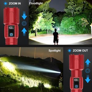 USB C 충전식 전술 손전등 높은 루멘 슈퍼 밝은 LED 방수 휴대용 캠핑 조명 5 모드 줌 - Product Image 5