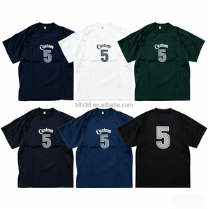 เสื้อยืดกีฬาแขนสั้นพิมพ์ลายตามสั่งสำหรับผู้ชาย พร้อมโลโก้หมายเลข 5 ด้านหน้า ผ้าเจอร์ซีย์แห้งเร็ว ทรงพอดีตัว - Product Image 1