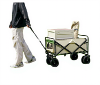 Chariot pliable robuste avec grandes roues pour le sable, portable pour le camping, le sport et les activités de plein air, personnalisable OEM, en maille