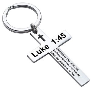 Jésus croix en acier inoxydable verset métal porte-clés prière chrétienne baptême cadeaux religieux porte-clés Mini Bible porte-clés - Product Image 1