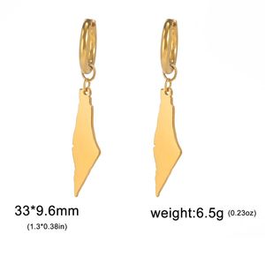 Manufacturer Stainless Steel Support Palestine <b>Map</b> Dangling Earrings Silver 18K Gold Plated Palestine <b>Map</b> Pendant Earrings - Product Image 4