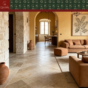 Dalles <span class=keywords><strong>de</strong></span> sol en <span class=keywords><strong>pierre</strong></span> calcaire beige doux GOLDKING pour hôtels et villas <span class=keywords><strong>de</strong></span> luxe, finition polie, pré-coupées, pour grands projets, usage intérieur et extérieur - Product Image 5