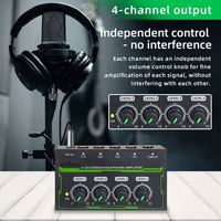 HIFI Stereo Kulaklık Amplifikatörü Stüdyo Kayıt Monitörü Kulaklık Amplifikatörü 4 Kanal Mini Amplifikatör RGB Işık Efekti
