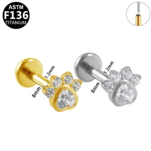 Gaby ASTM F136 G23 Titanium Stud Labret <b>Dermal</b> Cartilage Earrings Zirconia Threadless Wedding Gift Children's Body <b>Piercing</b> - Product Image 6