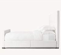 Sassanid OEM nouveauté lit rembourré Paris classique ensembles de chambre à coucher de luxe lit en tissu Modène avec pied