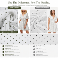Marchandise en Stock Tissu Crêpe Imprimé Pour Robes de Femmes Tissu Crêpe Imprimé à Pois 100% Coton pour Robe Jupe Printemps Eté