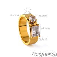 Bague de fiançailles minimaliste en acier inoxydable, style rétro, petite et exclusive, avec zircon, design plaqué argent, sensation haut de gamme