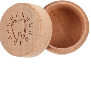Boîte de rangement pour dents de bébé en bois, ronde, 1,97 pouces, en bois massif, avec couvercle rabattable, pour la conservation des dents et des cheveux de bébé - Product Image 3
