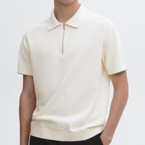 Tùy Chỉnh Cũ Tiền Phong Cách Đan Áo Len Người Đàn Ông Polo Cổ Cơ Bản Hàng Ngày Ngắn Tay Áo Người Đàn Ông Đan Áo Thun Cộng Đồng Nửa Zip Áo Len Cho Nam Giới - Product Image 1